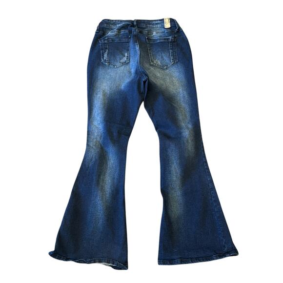 Poetic Justice Corrine High Rise Flare Stretch Distressed Jeans Size 14R - Picture 3 of 6
